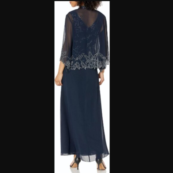 NWT J Kara Beaded Gown with Sheer Jacket, sz 18 - Picture 5 of 15